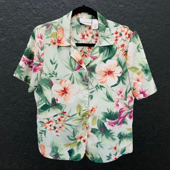 Vintage 80s Alfred Dunner Tropical Pastel Shirt
